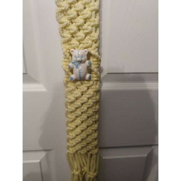 Vintage Macrame Nursery Hanging Plant Hanger With Ceramic Teddy Bear - Picture 3 of 6